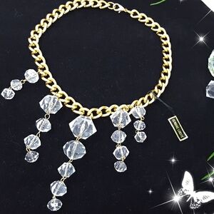 🔻NEW🌟Short Necklace|Gold Tone Chain| Drops Faux Crystals